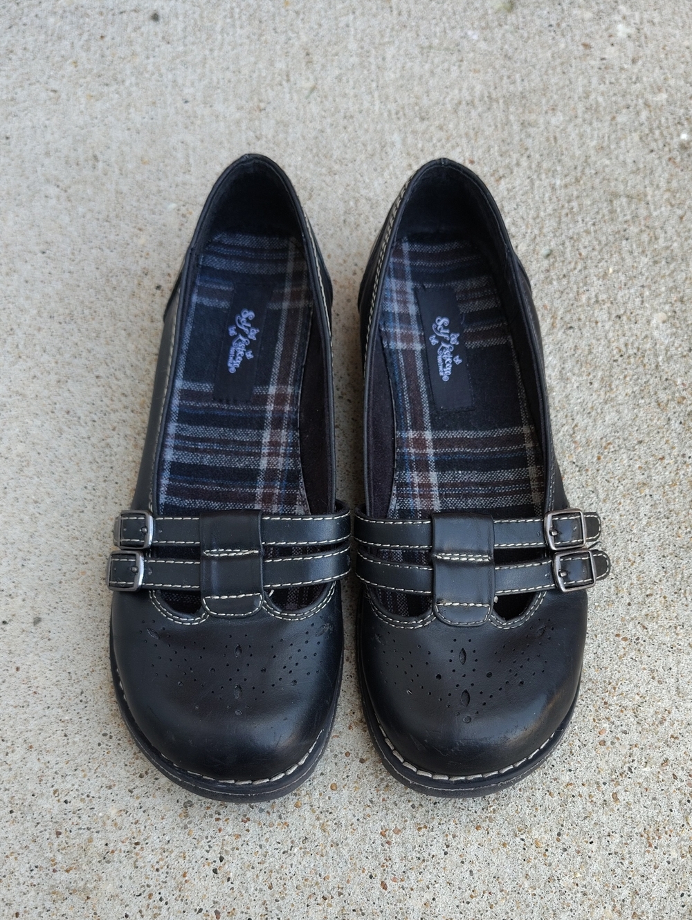 Vintage Self Esteem Plaid Mary Jane Chunky Heel Loafers Size 7.5 Y2K Grunge - Picture 2 of 16